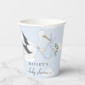 Blue Stork-Baby shower Papieren Bekers (Voorkant)