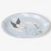 Blue Stork-Baby shower Papieren Bordje (Gekanteld)