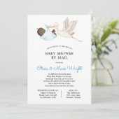 Blue Stork Baby shower per Mail Invitation Kaart (Staand voorkant)