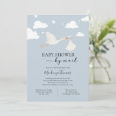 Blue Stork Baby shower per post Kaart (Staand voorkant)