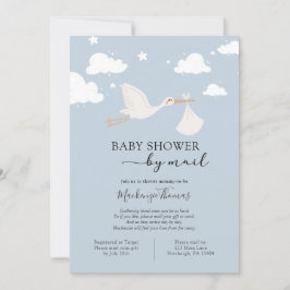 Blue Stork Baby shower per post Kaart