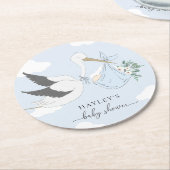 Blue Stork-Baby shower Ronde Kartonnen Onderzetter (Gebogen)