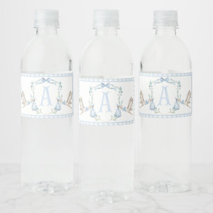 Blue Stork Baby shower Waterflesetiketten Waterfles Etiket