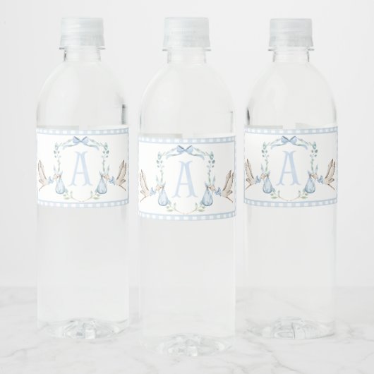 Blue Stork Baby shower Waterflesetiketten Waterfles Etiket (Flessen)