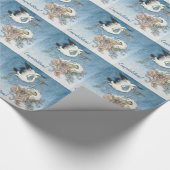 Blue Stork Baby shower Wrapping Paper Cadeaupapier (Hoek)