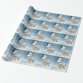 Blue Stork Baby shower Wrapping Paper Cadeaupapier (Uitgerold)
