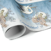 Blue Stork Baby shower Wrapping Paper Cadeaupapier (Rol Hoek)