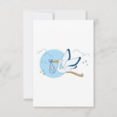 Blue Stork Birth Announcement Kaart (Achterkant)