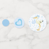 Blue Stork Boy Baby shower Confetti (Achterkanten)