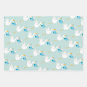 Blue Stork Boy Baby shower Inpakpapier Vel (Voorkant)
