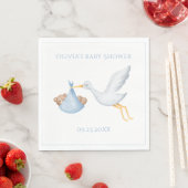 Blue Stork Boy Baby shower Servet (Insitu)