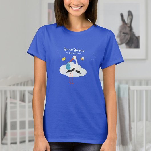 Blue Stork Boy Baby shower T-shirt