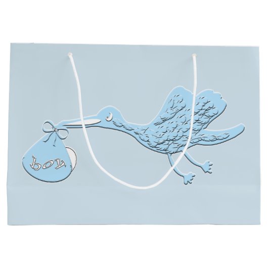 Blue Stork Delivering Boy Large Cadeautasje (Achterkant)
