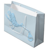 Blue Stork Delivering Boy Large Cadeautasje (Voorkant Gekanteld)