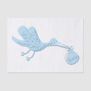 Blue Stork Delivering Boy Tissuepapier