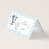 Blue Stork Delivery Baby Boy Shower Dank u kaart (Voorkant)