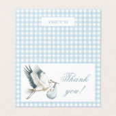 Blue Stork Delivery Baby Boy Shower Dank u kaart (Buitenkant ongevouwen)