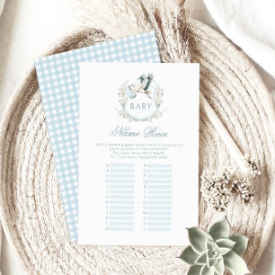 Blue Stork Delivery Baby Boy Shower Naam Race Game