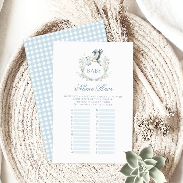 Blue Stork Delivery Baby Boy Shower Naam Race Game (Creator heeft geüpload)