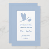 Blue Stork geboorte aankondiging (Voorkant / Achterkant)