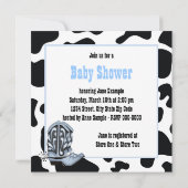 Blue Stork Koe Print Cowboy Baby shower Kaart (Achterkant)