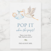 Blue Stork Pop het als ze Poppen Wijn Etiket (Enkel label)