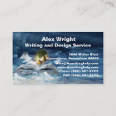 Blue Stormy Night Book & Tree, Schrijver Visitekaartje (Achterkant)