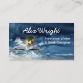 Blue Stormy Night Book & Tree, Schrijver Visitekaartje (Voorkant)