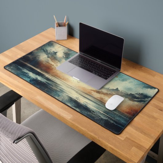 Blue Stormy Seascape Old Photograph Bureaumat (Kantoor 2)