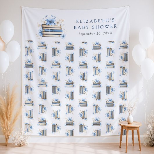 Blue Storybook Baby Shower Backdrop Wandkleed