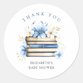 Blue Storybook Baby shower Bedankt Ronde Sticker (Voorkant)