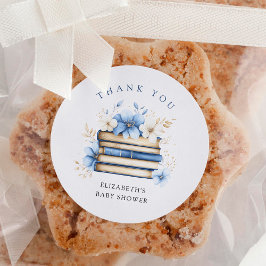 Blue Storybook Baby shower Bedankt Ronde Sticker