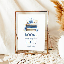 Blue Storybook Baby Shower Books and Gifts Sign Poster