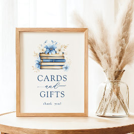 Blue Storybook Baby Shower Cards and Gifts Sign Poster
