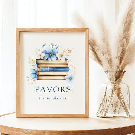 Blue Storybook Baby Shower Favors Sign Poster