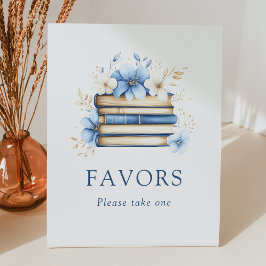 Blue Storybook Baby Shower Favors Sign Reclamebord Met Voetstuk