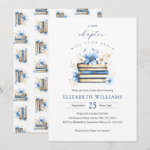 Blue Storybook Baby shower Invitation Boy Kaart