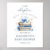 Blue Storybook Baby Shower Welcome Sign Poster (Voorkant)