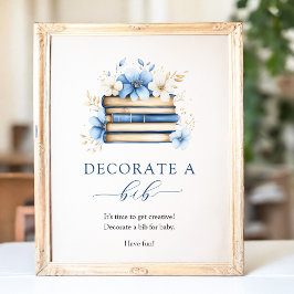 Blue Storybook Decorate a Bib Game Poster