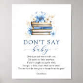 Blue Storybook Don't Say Baby Game Sign Poster (Voorkant)