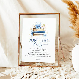 Blue Storybook Don't Say Baby Game Sign Poster