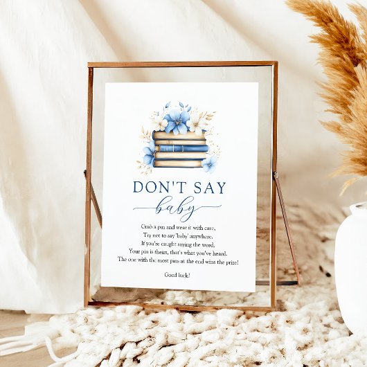 Blue Storybook Don't Say Baby Game Sign Poster