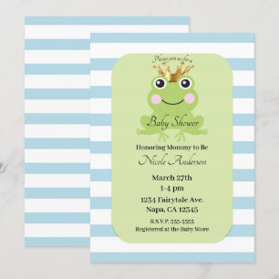 Blue Storybook Fairy Tale Frog Prince Baby shower Kaart