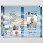 Blue strand Funeral Program sjabloon (Voorkant / Achterkant)