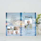 Blue strand Funeral Program sjabloon (Staand voorkant)