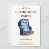 Blue Strandkorb Strandstoelen Pensioenfeest Kaart (Voorkant)