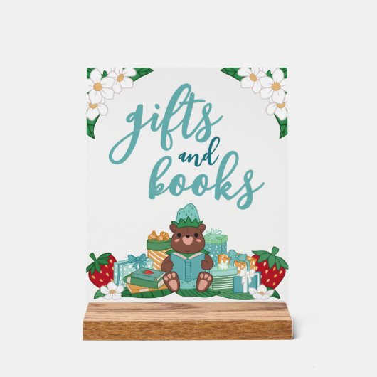 Blue Strawberry Beer Geschenken Boeken Baby shower Acryl Bord (Voorkant)