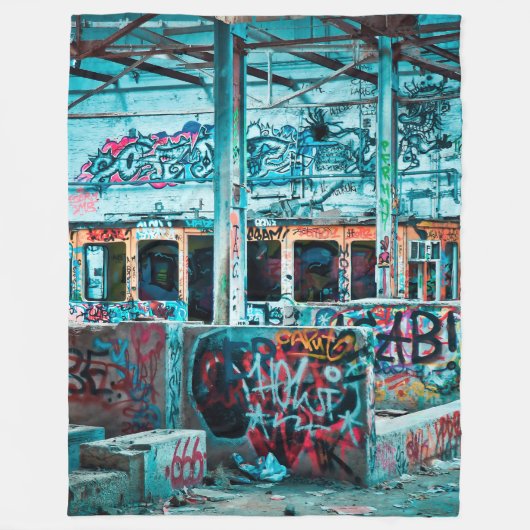 Blue Street Art Graffiti Fleece Blanket (Voorkant)