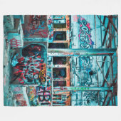Blue Street Art Graffiti Fleece Blanket (Voorkant (Horizontaal))