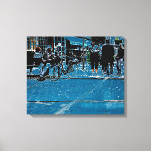 Blue street uitzicht canvas afdruk